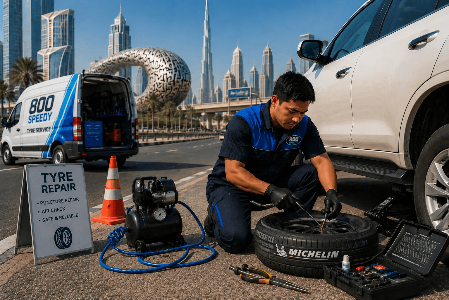 Tyre Repair Dubai – On-Site in 30-45 Minutes