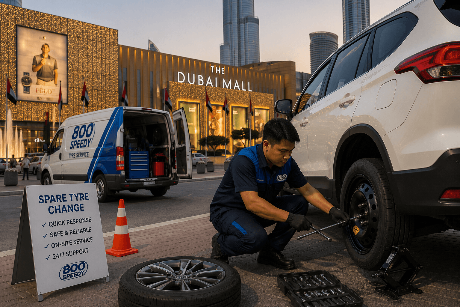 Spare Tyre Change Dubai – On-Site in 20-30 Minutes
